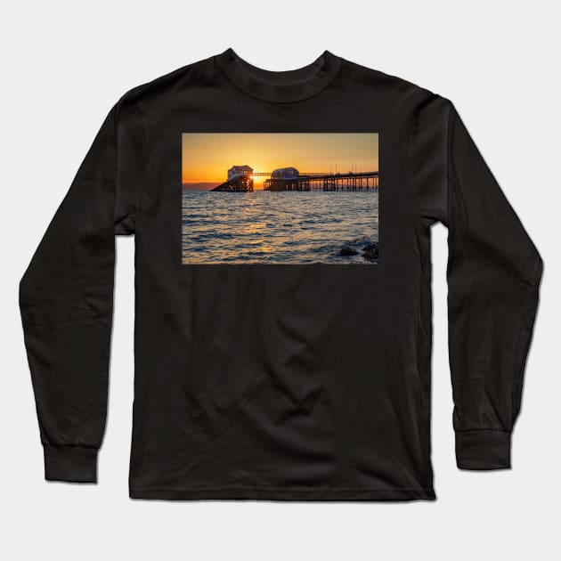 Mumbles Lifeboat Station and Pier Long Sleeve T-Shirt by dasantillo